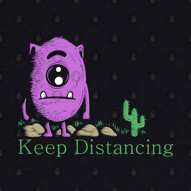 keep distancing monster doodle by Mako Design 